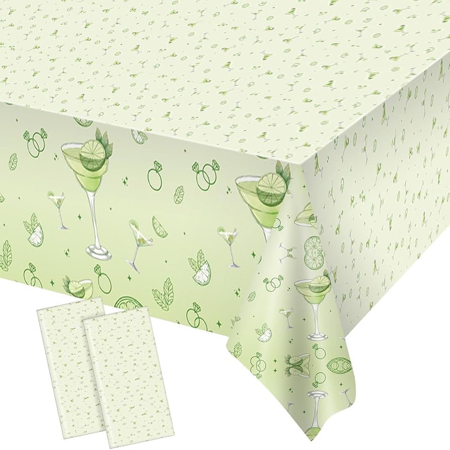 CC HOME 1Pc Martini Wine Glass Party Plastic Tablecloth 54 x 87 Inch Long Table Cover, Green Martini Party Tablecover for Fruit Wine Theme Kids Baby Shower Birthday Dinner Picnic Kitchen Event