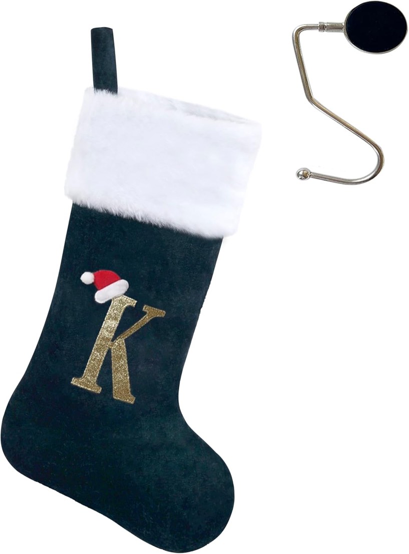 20 Inches Monogrammed Christmas Stockings with Letters,Super Soft Christmas Stockings Large Monogram Stockings Red Letter Stockings for Christmas Holiday Xmas Gift… 