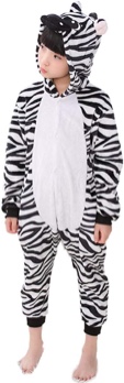 Kids Zebra Costume Cosplay Halloween Animal Onesie for Boys Girls Child Zebra
