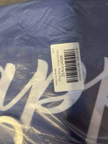 Condition photo showing New/Like New for MEHOFOND 6x3.6ft Blue and Silver Happy New Year Backdrop Decor, Cheers to 2026 New Year Eve Glitter Photography Background Hello 2026 Party Champagne Balloon Fireworks Decor Banner Photo Prop