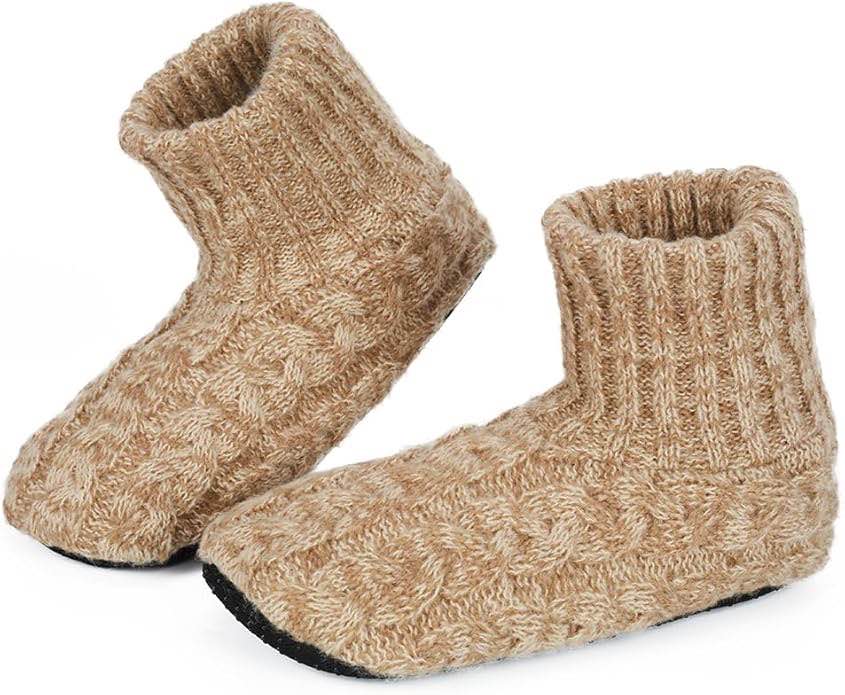 LEMZONE Womens Fuzzy Slipper Socks with Grippers Winter Warm Non-Slip Indoor Sherpa Lined House Shoes Christmas Gifts