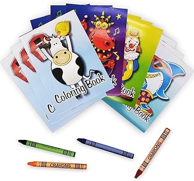 Coloring Books Party Favors for Kids 4-8 – 24 Books & 24 Crayons (24pcs) – Premium Coloring Books for Kids Ideal for Birthday Bag, Kids Activities