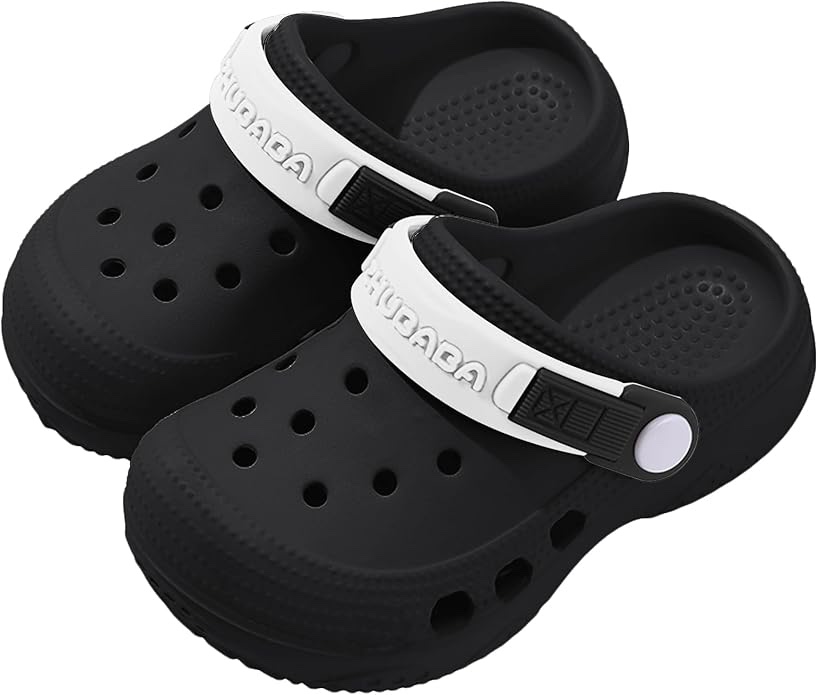 OWIF Kid’s Toddler Clogs — Boys/Girls’ Slip on Slides Sandals — Summer Beach Pool Outdoor Water Shoes, Shower Slippers (Black, 170)