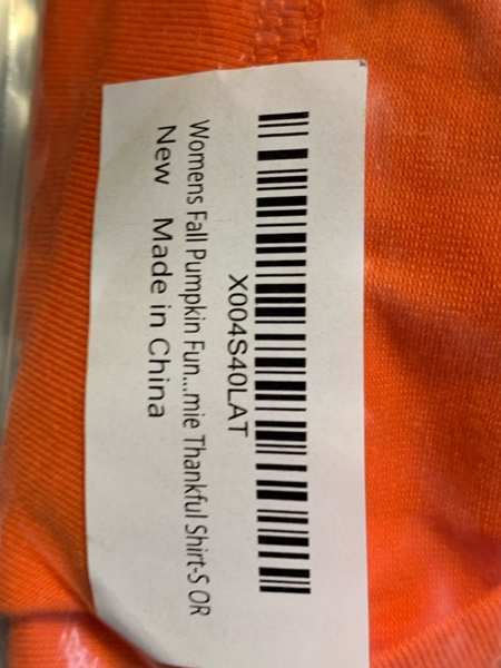 Condition photo showing New/Like New for Women Funny Cute Boo Ghost Halloween Thanksgiving Fall Pumpkin Spooy Season Letter Print Graphic Short Sleeve Tee Shirt Scarf-orange Small