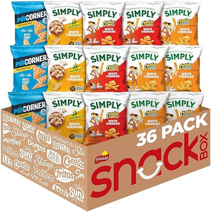 Frito Lay White Cheddar Snacks Favorites Variety Pack (Pack of 36), Vegetarian