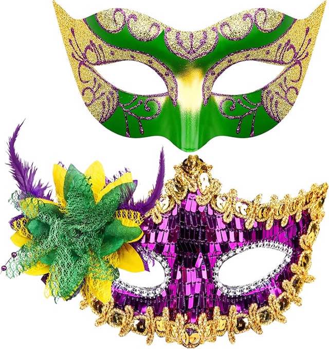 SIQUK Couple Masquerade Masks Set Venetian Party Mask Plastic Halloween Costume Mask Mardi Gras Mask for Women and Men