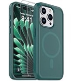 rumlick Magnetic for iPhone 15 Pro Max Case, [Compatible with Magsafe] [10 FT Military Grade Anti-Drop] [with Tempered Glass Screen Protector] Phone Case for iPhone 15 Pro Max 6.7 inch -Dark Green