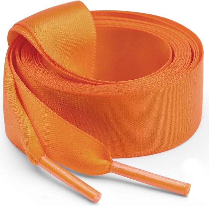 Flat Satin Ribbon Shoelaces: 2cm Wide Silk Shoe Laces for Women -2 Pair