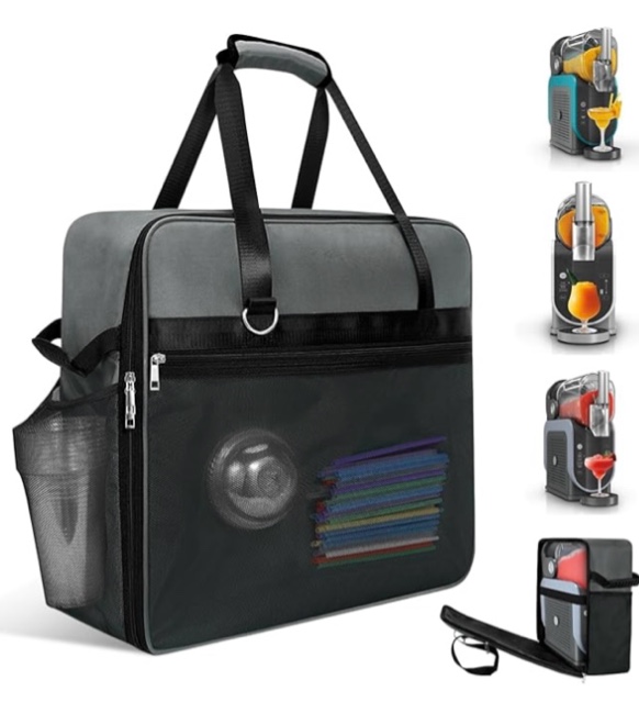 portable carrying bag for ninja slushi machine fs300/fs301 - dustproof cover slushie machine accessories, travel bag for slushi frozen drink maker (side-opening, gray)