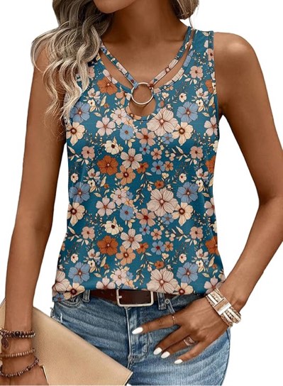 lolong womens tank tops summer sleeveless ribbed knit sexy shirts casual cut out ring keyhole neck tanks