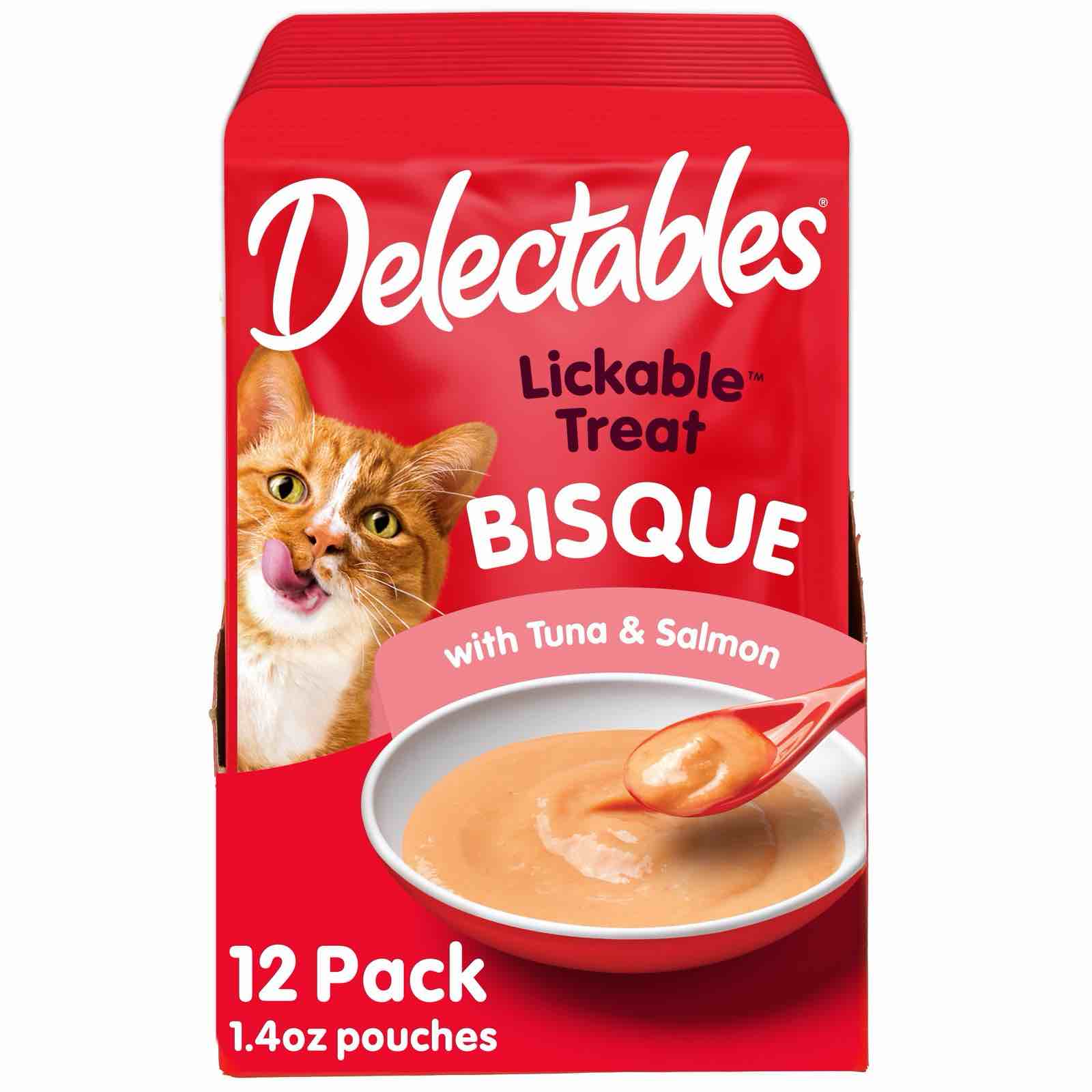 hartz delectables bisque lickable wet cat treat - tuna & salmon, 1.4oz (12 pack)
