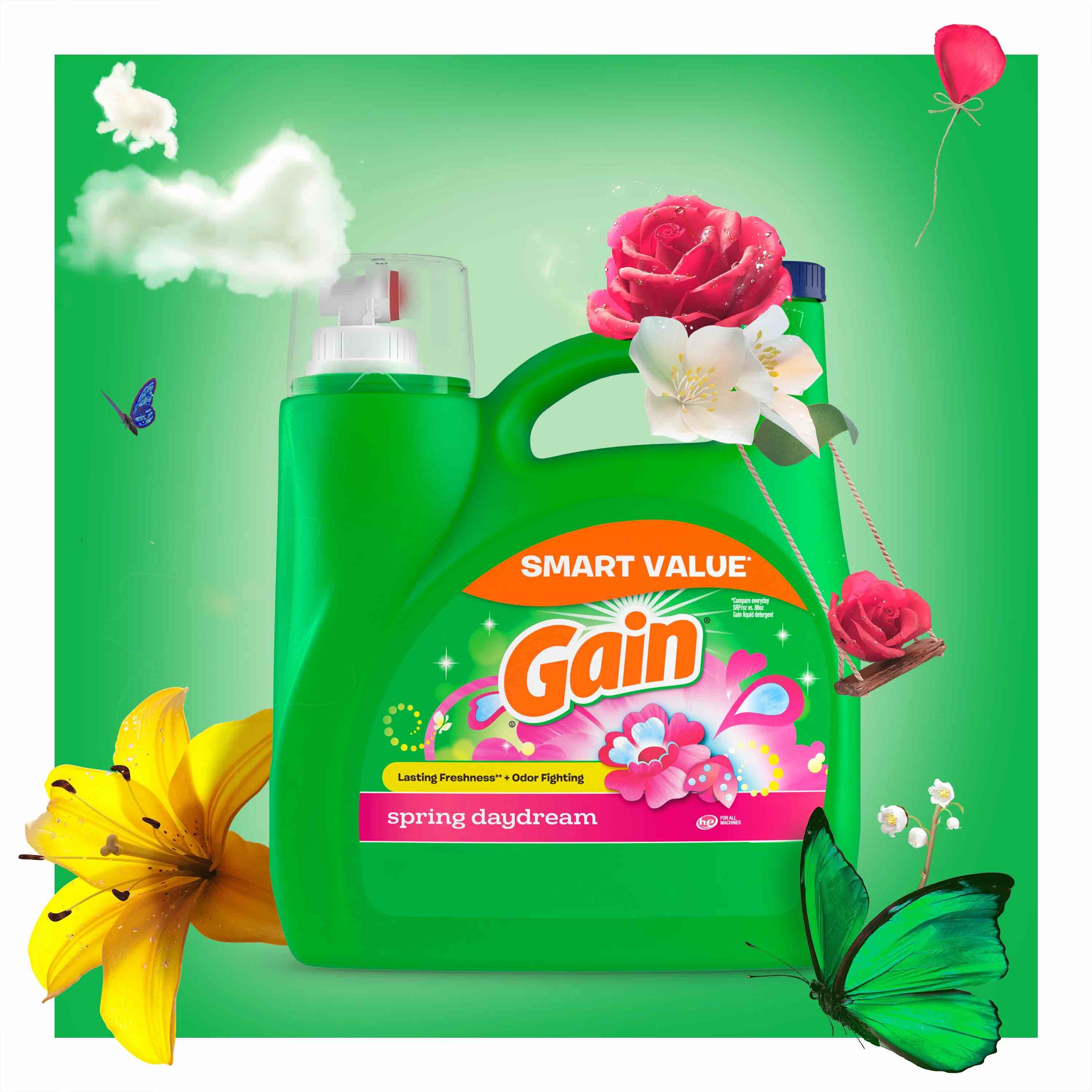 Gain Liquid Laundry Detergent, Spring Daydream Scent, 154 fl oz, 107 Loads