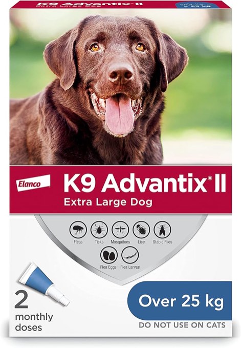 K9 Advantix II Flea and Tick Treatment for Extra Large Dogs weighing over 25 kg (over 55 lbs.)-2 doses