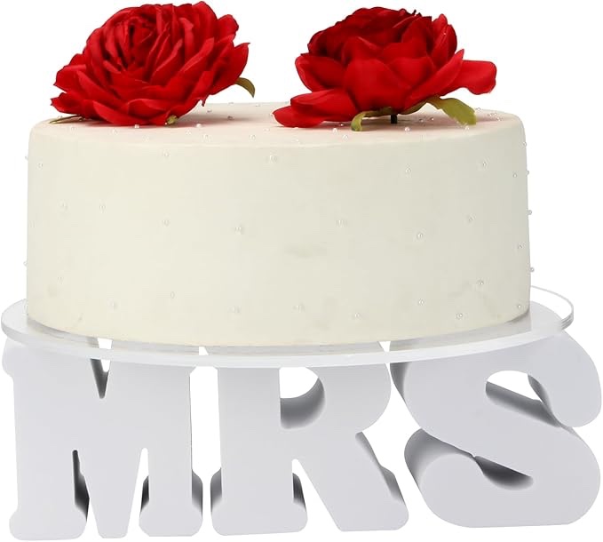 12 inch MRS Letters Round Cake Stand, Dessert Cupcake Display Tray for Bride Shower, Wedding Engagement Cupcake Display, Round Cake Stands for Bachelorette Party Snack Food Cake