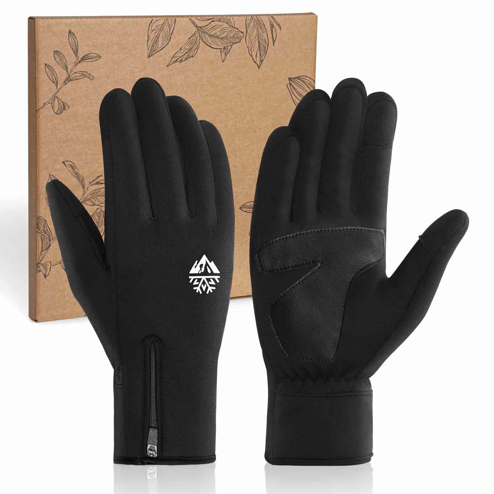 RIGWARL Winter Gloves Men and Women Medium-Thick, Gloves for Cold Weather with Thermal Plush, Touchscreen Running Glove Adjustable Zippered Wrist for Walking The Dog Hiking Camping Cycling Work