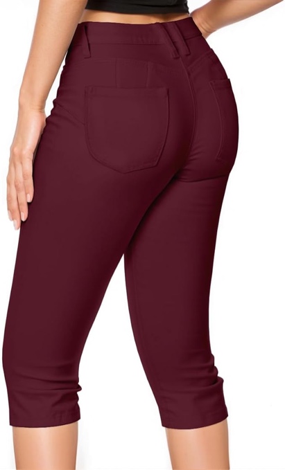 Hybrid & Company Women's Capri Jeans - Wine,7