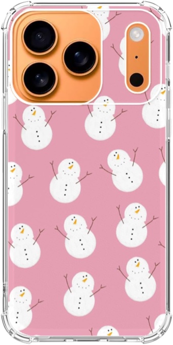 Rambulgkt Cute Pink Snowman Phone Case Compatible with iPhone 17 Pro Max, Winter Vibe Christmas Phone Cover for iPhone 17 Pro Max