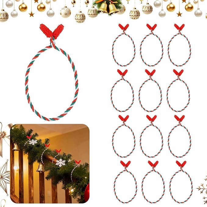 Christmas Garland Ties 12 Pcs Christmas Decorative Twist Ties for Garland 20 Inch Reusable and Flexible Garlands Twist Tie for Banister Garlands Xmas Holiday Party Home Decoration Craft Wrapping, Red