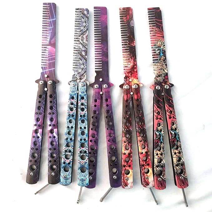 wanlian beautiful comb,beautiful comb stainless steel folding practice combs hair styling tools for sport outdoor use (no.5)