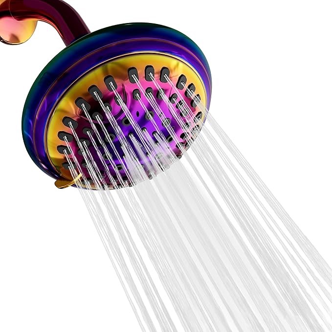 ShowerMaxx Luxury Spa Series Shower Head, 6 Spray Setting, 4.5 Inch Adjustable High Pressure Shower Head Fixture for Hard Water, 360-Degree Tilt Massage Shower System - Polished Chrome Shower Head