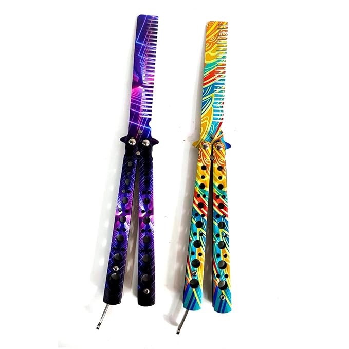 wanlian beautiful comb,beautiful comb stainless steel folding practice combs hair styling tools for sport outdoor use (no.5)
