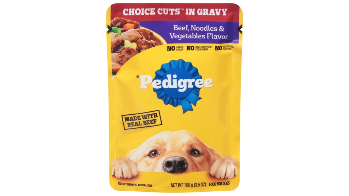 Pedigree Choice Cuts No Added Sugar Beef Noodles & Vegetables Flavor in Gravy Wet Dog Food (3.5 oz)