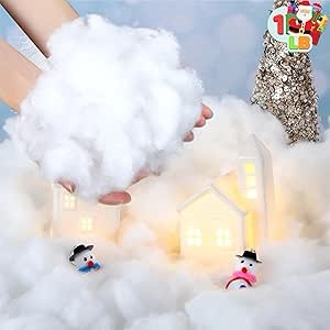 joyin 1 lb fake snow cotton christmas decorations, soft snow blanket for christmas village accessori