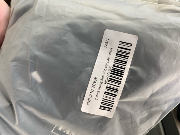 Condition photo showing New/Like New for KOJOOIN Womens Maternity Swiss Dot Dress V Neck Long Sleeve Button Down Mini Dress Baby Shower Photoshoot with Pockets