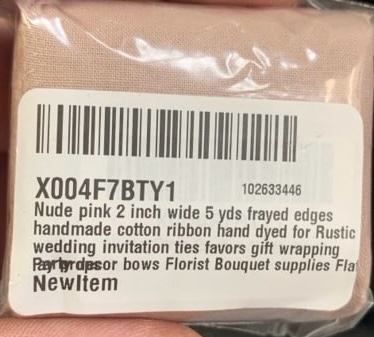 nude pink 2 inch wide 5 yds frayed edges handmade cotton ribbon hand dyed for rustic wedding invitation ties favors gift wrapping berbyrdecor hows florist bouquet supplies