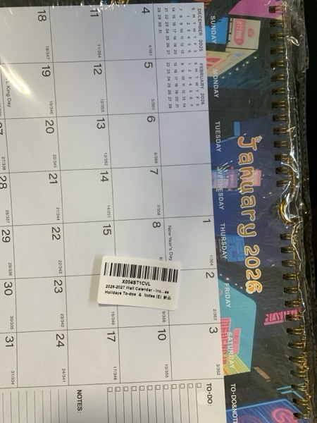 Condition photo showing New/Like New for 2026-2027 Wall Calendar - Includes January 2026 to June 2027, 18-Month Paper Wall Calendar 11 x 8.5 Inches.Thick Paper with Julian Dates and Block for New Year and Christmas Holidays To-dos ? Notes (E)