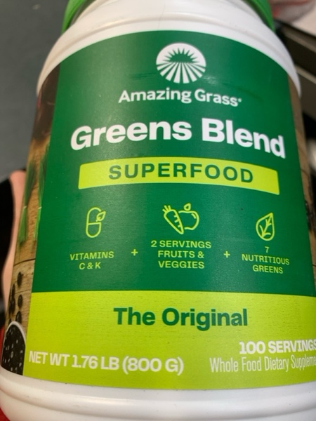 Condition photo showing New/Like New for Amazing Grass Greens Blend Superfood: Super Greens Powder with Spirulina, Alfalfa, Beet Root Powder, Digestive Enzymes, Prebiotics & Probiotics, Original, 100 Servings (Packaging May Vary) BB 1/2026