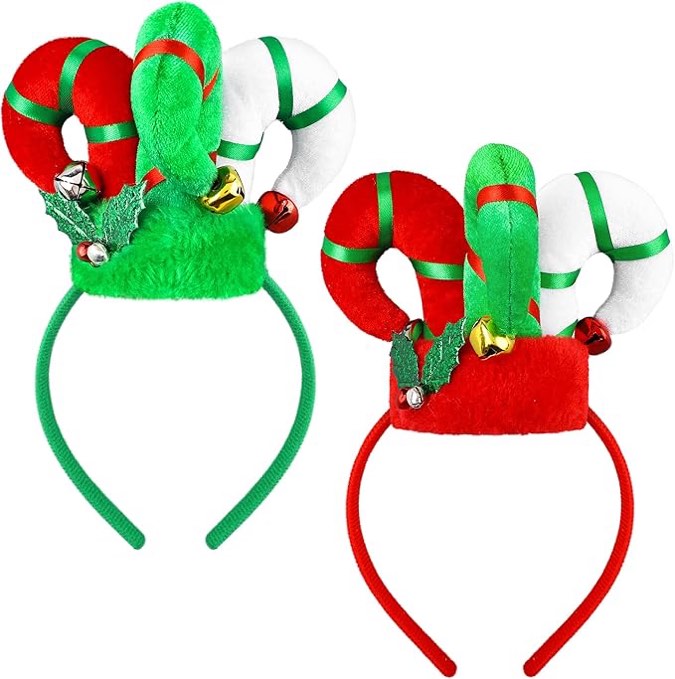aneco 2 pieces christmas headbands christmas head boppers with funny clown design novelty head boppers costume headwear for xmas holiday party favors photo booth prop (one size fits most)