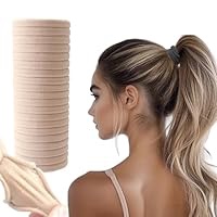 20pcs thick seamless hair ties for curly heavy and long hair - hair elastics for women men girls big pony tails holders updos & braids for all hair types no damage no tangle & no breakage sandy blonde stand(od2inch/thk0.35inch)(pack of 20)