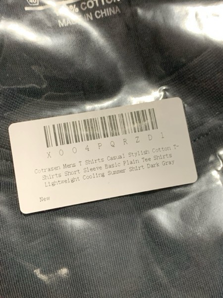 Condition photo showing New/Like New for Cotrasen Mens T Shirts Casual Stylish Cotton T-Shirts Short Sleeve Basic Plain Tee Shirts Lightweight Cooling Summer Shirt Dark Gray