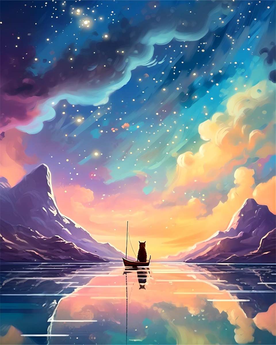 quitedew diamond painting kits for adults,cat diamond art kits for adults,5d diamond paintings gem art paint with diamonds home wall decor 12x16 inch(starry sky)