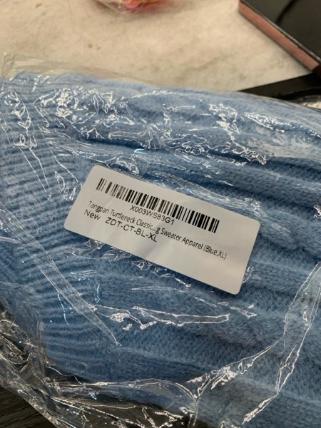 Condition photo showing New/Like New for Tangpan Turtleneck Classic Straw-Rope Pro Pet Dog Sweater Apparel (Blue,XL) X-Large (Pack of 1) Blue