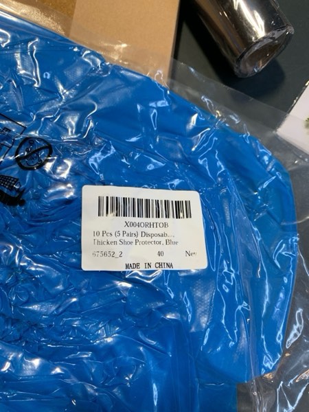 Condition photo showing New/Like New for 5 Pairs Disposable Thicker Boot and Shoe Covers, Thicken Shoe Protector19 inch Tall Thickened Waterproof Anti-Slip Overshoe Blue Rain Shoes and Boots Cover for Women Men