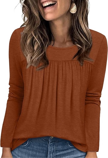 (size l) wiholl womens fall fashion 2025 long sleeve shirts for women casual trendy thanksgiving tunic tops b