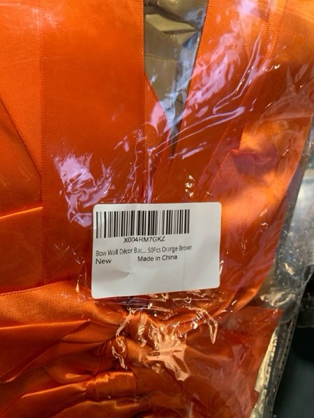 Condition photo showing New/Like New for Bow Wall Décor Backdrop Ribbon Bow Garland DIY Bows Party Decorations for Baby Shower Women Girls Coquette Birthday Fall Christmas Room Bedroom Decoration 50Pcs Orange Brown