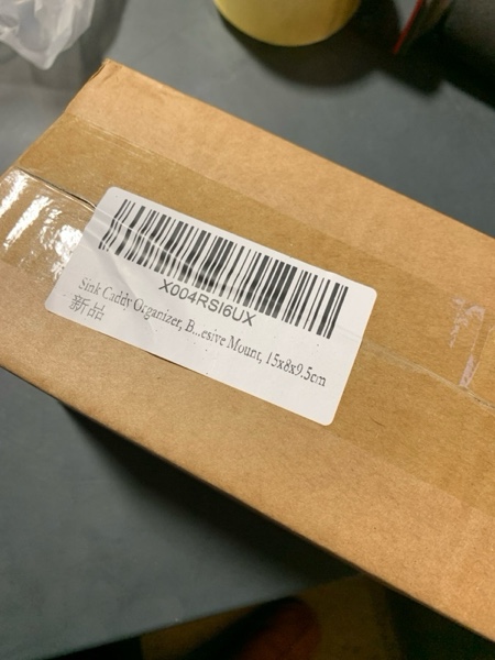 Condition photo showing New/Like New for Sink Caddy Organizer, Black Metal Sponge Holder with Drainage Design, Kitchen Sink Storage Rack, Self-Adhesive Mount, 15x8x9.5cm