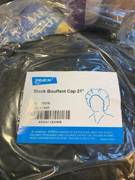 Condition photo showing New/Like New for ZMDREAM Hair Net Disposable Bouffant Cap for Cooking Lab Beauty 21 &24 inches White & Black 21 Inch Black