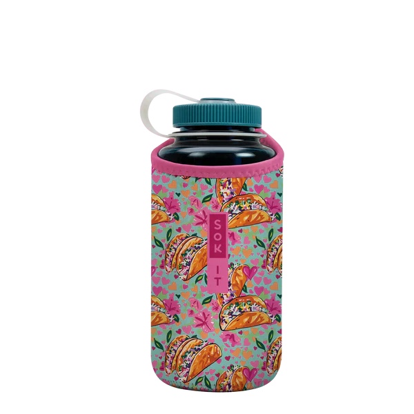 sok it botlsok water bottle sleeve insulated neoprene cover (taco 'bout, fits 32oz nalgene)