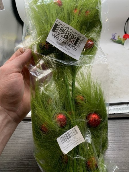 Condition photo showing New/Like New for 17 Inch Christmas Tree Picks, 6 PCS Lime Green Furry Curly Stems with Red Glitter Balls, Flexible Christmas Tree Topper Decorations for Holiday Arrangements, Wreaths & Table Christmas Decor