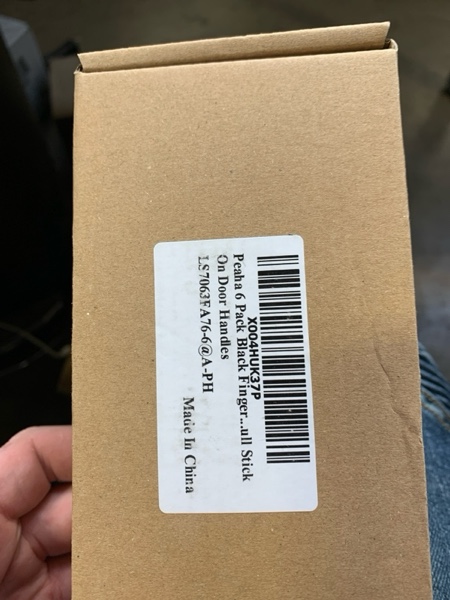 Condition photo showing New/Like New for Peaha 6 Pack Black Finger Pulls for Cabinets 4in(100mm) Overall Length Adhesive Cabinet Handles Edge Pull Stick On Door Handles