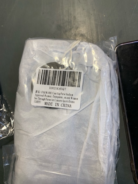 Condition photo showing New/Like New for Clear bag for stadium events, women's Clear Purse crossbody bag, stadium approved with front pocket, perfect for concerts Grey
