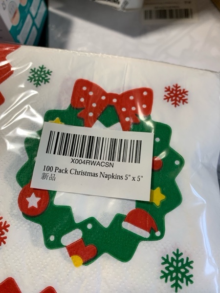 Condition photo showing New/Like New for 100 Count Christmas Cocktail Beverage Napkins, Disposable Paper Decoupage Xmas Dessert Napkins, Holiday Table Decor Party Supplies, 5” x 5”
