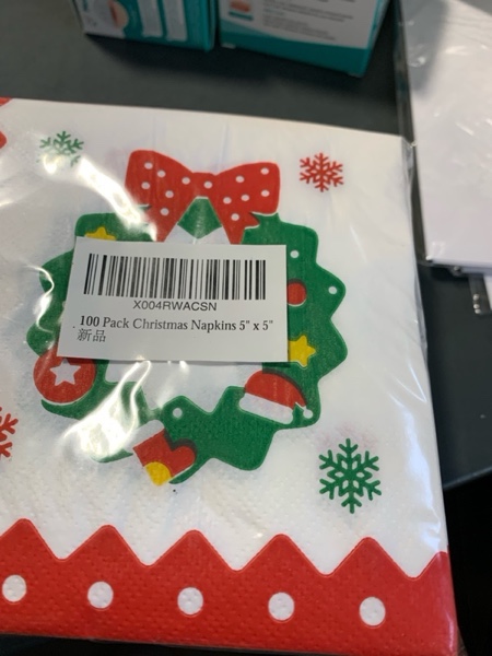 Condition photo showing New/Like New for 100 Count Christmas Cocktail Beverage Napkins, Disposable Paper Decoupage Xmas Dessert Napkins, Holiday Table Decor Party Supplies, 5” x 5”