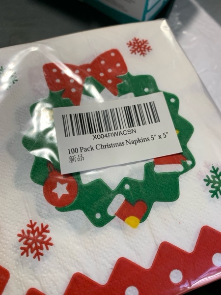 Condition photo showing New/Like New for 100 Count Christmas Cocktail Beverage Napkins, Disposable Paper Decoupage Xmas Dessert Napkins, Holiday Table Decor Party Supplies, 5” x 5”