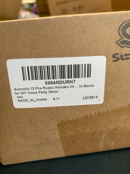 Condition photo showing New/Like New for 12 Pcs Rustic Wooden Christmas Tree Burlap Ornaments Boho Xmas Decor with Wood Beads Farmhouse Handmade Christmas Tree Hanging Ornaments Car Accessories for DIY Xmas Party Decor