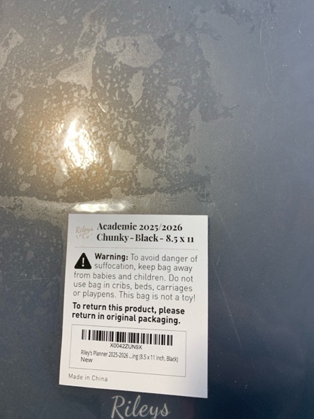 Condition photo showing New/Like New for Rileys Academic Planner 2025-2026, Daily, Weekly & Monthly Planner, July 2025 - June 2026, Student Notes Pages, Twin-Wire Binding, Weekly Agenda for School & Work (8.5 x 11-Inches, Black, Chunky) 8.5 x 11 Inch Black - Chunky
